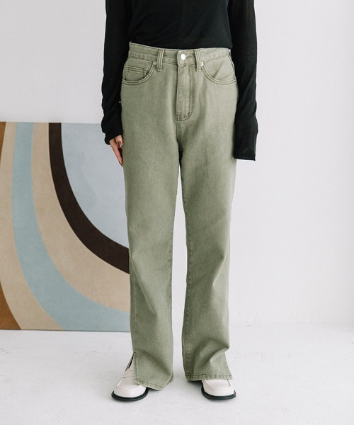 Flugge（フラッジー）の「khaki slit denim/カーキスリットデニム（デニムパンツ）」 - WEAR
