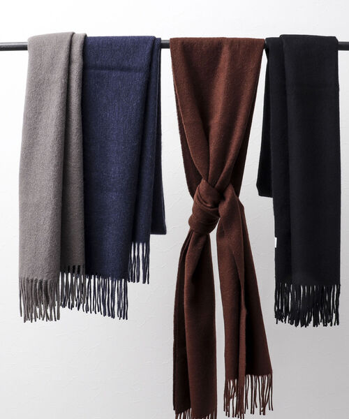 NOLLEY'S goodman（ノーリーズグッドマン）の「カシミヤマフラー オルドス産カシミヤ100%使用 40cm幅（マフラー・メンズ・ブラック/ブラウン/ネイビー/グレイッシュベージュ・FREE）」の13枚目の写真