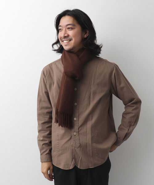 NOLLEY'S goodman（ノーリーズグッドマン）の「カシミヤマフラー オルドス産カシミヤ100%使用 40cm幅（マフラー・メンズ・ブラック/ブラウン/ネイビー/グレイッシュベージュ・FREE）」の7枚目の写真