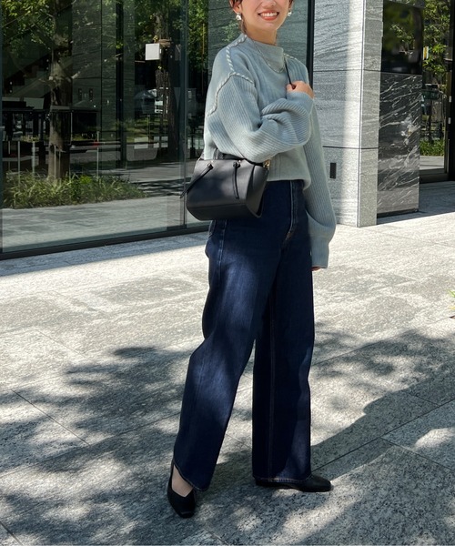 Chez toi(シェトワ)の「ステッチ×ライン編地切替プルオーバー(ニット/セーター・レディース・アイボリー/チャコールグレー/グリーン/ブルー/オフホワイト・FREE)」の17枚目の写真