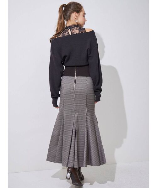 MERCURYDUO（マーキュリーデュオ）の「レースドッキングカシュクールコンパクトニット（ニット/セーター・レディース・ブラック/チャコールグレー/オフホワイト/ブルー/ピンク・FREE）」の15枚目の写真