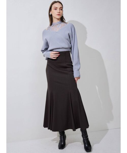 MERCURYDUO（マーキュリーデュオ）の「レースドッキングカシュクールコンパクトニット（ニット/セーター・レディース・ブラック/チャコールグレー/オフホワイト/ブルー/ピンク・FREE）」の19枚目の写真