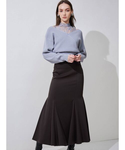 MERCURYDUO（マーキュリーデュオ）の「レースドッキングカシュクールコンパクトニット（ニット/セーター・レディース・ブラック/チャコールグレー/オフホワイト/ブルー/ピンク・FREE）」の21枚目の写真