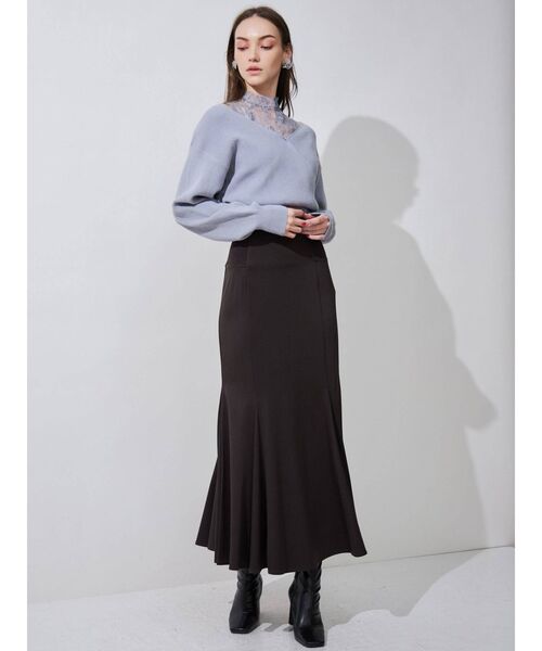 MERCURYDUO（マーキュリーデュオ）の「レースドッキングカシュクールコンパクトニット（ニット/セーター・レディース・ブラック/チャコールグレー/オフホワイト/ブルー/ピンク・FREE）」の22枚目の写真