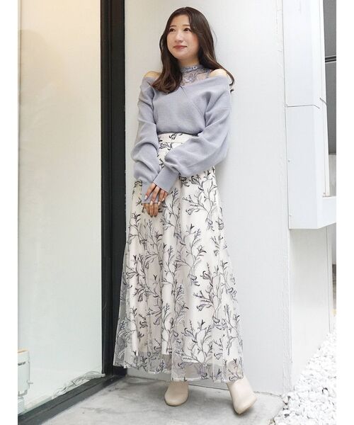 セール】レースドッキングカシュクールコンパクトニット（ニット