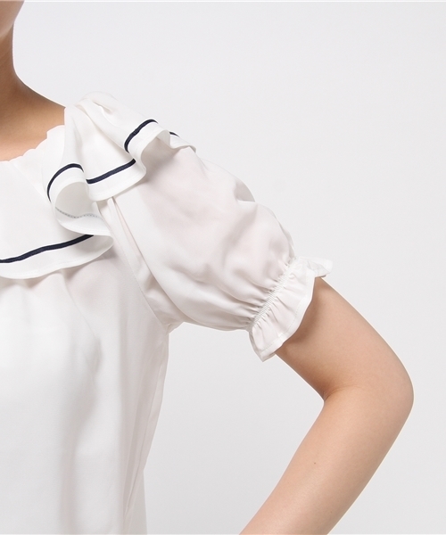 one after another NICE CLAUP(ワンアフターアナザーナイスクラップ)の「【ナイスクラップ】フリルライン入りセーラーブラウス(シャツ/ブラウス・レディース・オフホワイト/ネイビー・FREE)」の7枚目の写真