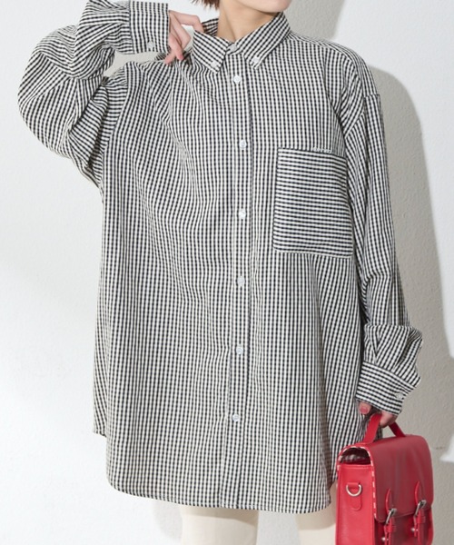 MERLOT（メルロー）の「ceriseアソートビッグシャツ（シャツ/ブラウス・レディース・イエロー/ブラック/ブルー・FREE）」の4枚目の写真