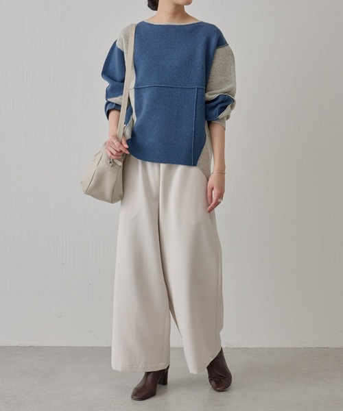 BEARDSLEY(ビアズリー)の「パッチワークニット:再販売シリーズ(ニット/セーター・レディース・ベージュ/ネイビー・FREE)」の16枚目の写真