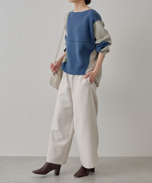 BEARDSLEY(ビアズリー)の「パッチワークニット:再販売シリーズ(ニット/セーター・レディース・ベージュ/ネイビー・FREE)」の18枚目の写真