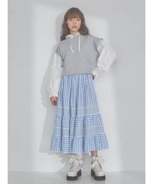 merry jenny(メリージェニー)の「レイヤードフリルフーディー(パーカー・レディース・オフホワイト/グレー/ブルー・FREE)」の8枚目の写真