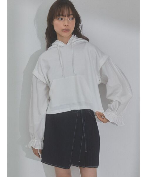 merry jenny(メリージェニー)の「レイヤードフリルフーディー(パーカー・レディース・オフホワイト/グレー/ブルー・FREE)」の1枚目の写真