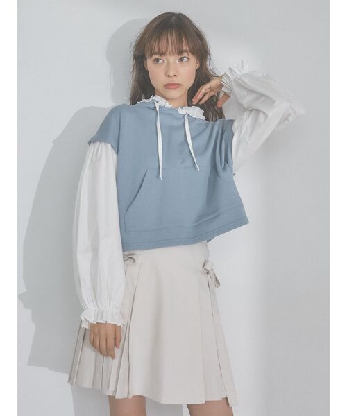 merry jenny(メリージェニー)の「レイヤードフリルフーディー(パーカー・レディース・オフホワイト/グレー/ブルー・FREE)」の3枚目の写真