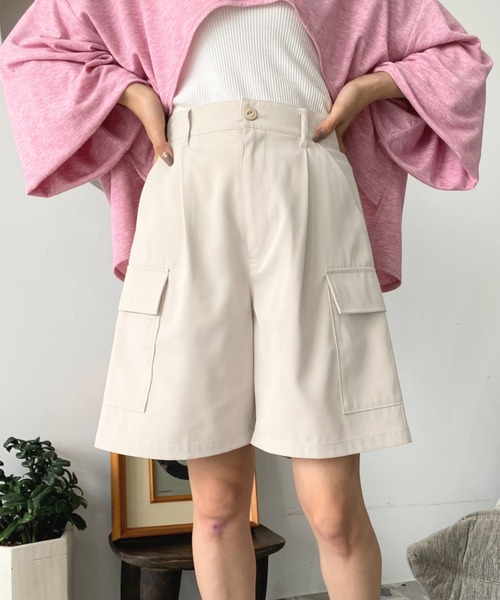 moment+（モーメントプラス）の「ショートカーゴパンツ（カーゴパンツ・レディース・ブラック/カーキ/アイボリー/ベージュ・M/L/S）」の5枚目の写真