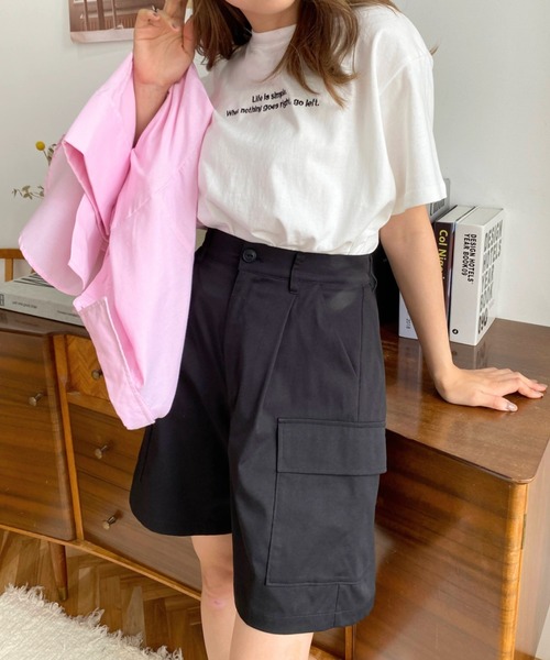 moment+（モーメントプラス）の「ショートカーゴパンツ（カーゴパンツ・レディース・ブラック/カーキ/アイボリー/ベージュ・M/L/S）」の20枚目の写真