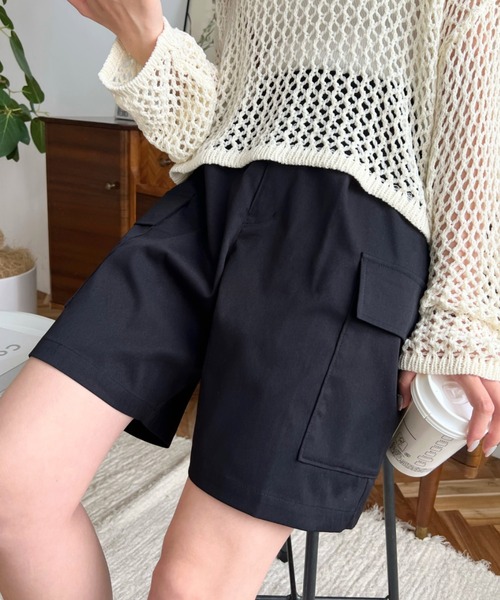 moment+（モーメントプラス）の「ショートカーゴパンツ（カーゴパンツ・レディース・ブラック/カーキ/アイボリー/ベージュ・M/L/S）」の22枚目の写真