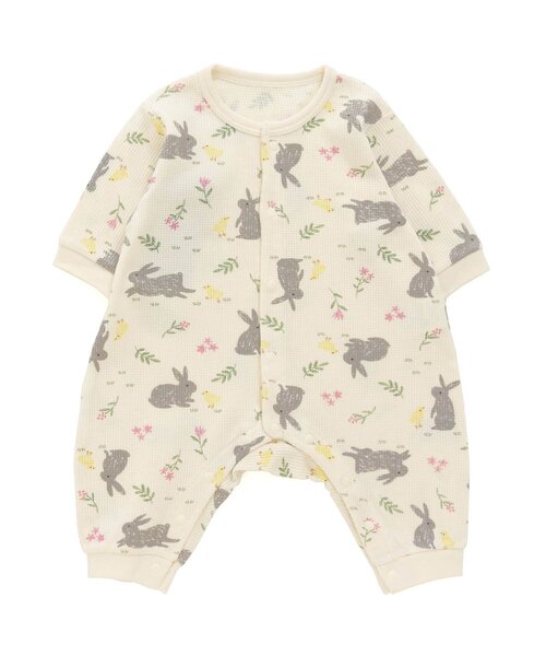 Ampersand（アンパサンド）の「イースター柄ワッフルカバーオール（ロンパース・キッズ・ベージュ/クリーム・80/70/60）」の2枚目の写真