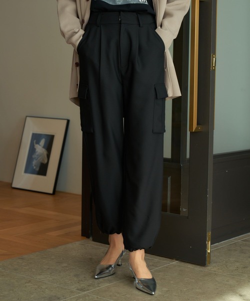 eL(エル)の「【eL】Cargo Wide Pants/187142(カーゴパンツ・レディース・ブラック/オフホワイト/カーキ・FREE)」の3枚目の写真