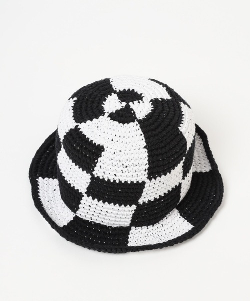 PAGEBOY（ページボーイ）の「チェッカーバケハ（ハット・レディース・ホワイト×ブラック・FREE）」の4枚目の写真