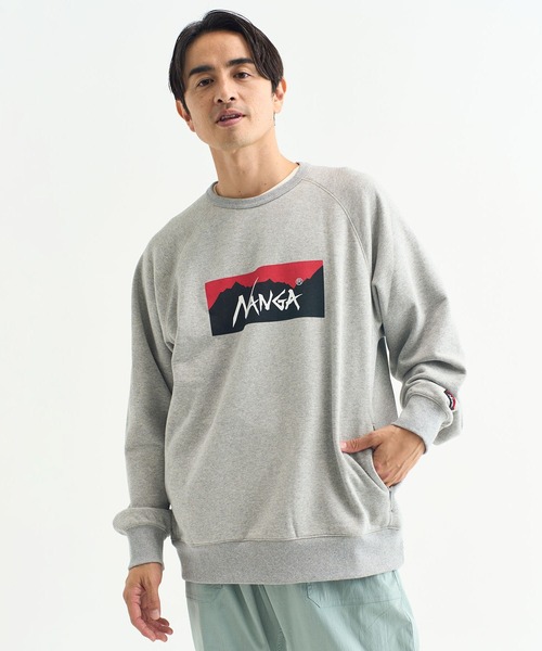 NANGA（ナンガ）の「ECO HYBRID BOX LOGO  SWEATSHIRT/エコハイブリッドボックスロゴスウェットシャツ（スウェット・メンズ・ライトグレー/ホワイト/ブラック/オートミール/グレー×サックスブルー/ホワイト×ピンク・S/M/L/XL）」の12枚目の写真