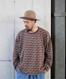 HEMP LONG SLEEVE TEE WIDE FAINT PRINTED