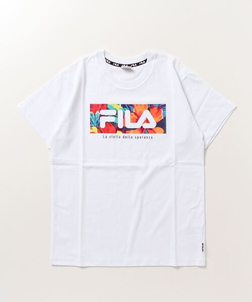 FILA(フィラ)の「フィラ FILA コットンBOXロゴTシャツ(Tシャツ/カットソー・メンズ・ネイビー/グリーン/ブラック/ホワイト・L/LL/M/3L/S)」の1枚目の写真