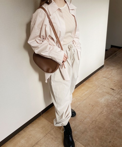 Reurie'（レウリィ）の「【ZOZO限定】ボートネックテレコリブボーダーノースリーブ / タンクトップ ノースリーブ ノースリ ブラック ベージュ ピンクベージュ（タンクトップ・レディース・ベージュ/ブラック/ピンクベージュ・FREE）」の12枚目の写真