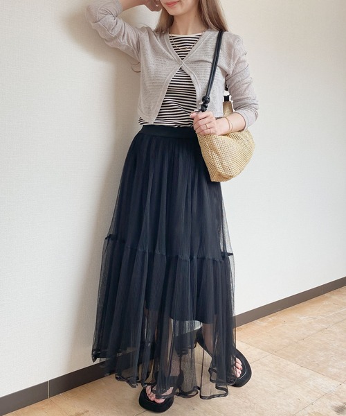 Reurie'（レウリィ）の「【ZOZO限定】ボートネックテレコリブボーダーノースリーブ / タンクトップ ノースリーブ ノースリ ブラック ベージュ ピンクベージュ（タンクトップ・レディース・ベージュ/ブラック/ピンクベージュ・FREE）」の7枚目の写真