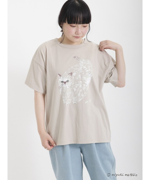 Samansa Mos2（サマンサ モスモス）の「【miyuki matsuo × SamansaMos2】半袖Tシャツ（Tシャツ/カットソー・レディース・ベージュ/チャコール/グリーン/オフホワイト・ﾌﾘ-）」の4枚目の写真