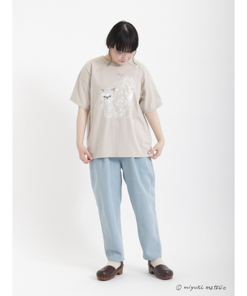 Samansa Mos2（サマンサ モスモス）の「【miyuki matsuo × SamansaMos2】半袖Tシャツ（Tシャツ/カットソー・レディース・ベージュ/チャコール/グリーン/オフホワイト・ﾌﾘ-）」の6枚目の写真