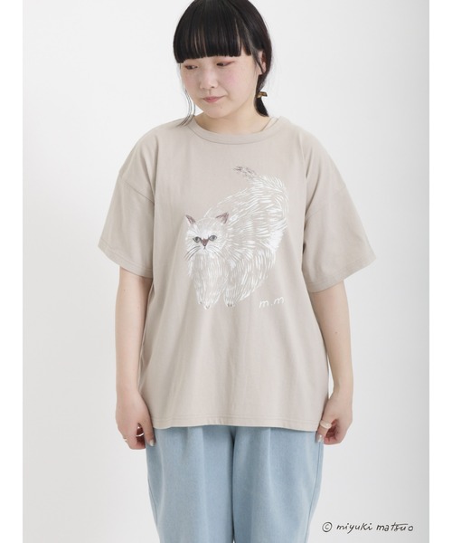 Samansa Mos2（サマンサ モスモス）の「【miyuki matsuo × SamansaMos2】半袖Tシャツ（Tシャツ/カットソー・レディース・ベージュ/チャコール/グリーン/オフホワイト・ﾌﾘ-）」の7枚目の写真