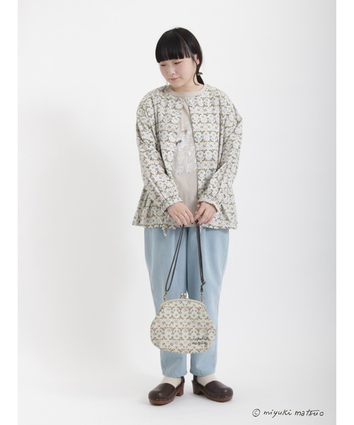 Samansa Mos2（サマンサ モスモス）の「【miyuki matsuo × SamansaMos2】半袖Tシャツ（Tシャツ/カットソー・レディース・ベージュ/チャコール/グリーン/オフホワイト・ﾌﾘ-）」の11枚目の写真