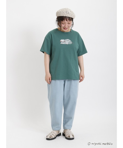 Samansa Mos2（サマンサ モスモス）の「【miyuki matsuo × SamansaMos2】半袖Tシャツ（Tシャツ/カットソー・レディース・ベージュ/チャコール/グリーン/オフホワイト・ﾌﾘ-）」の12枚目の写真