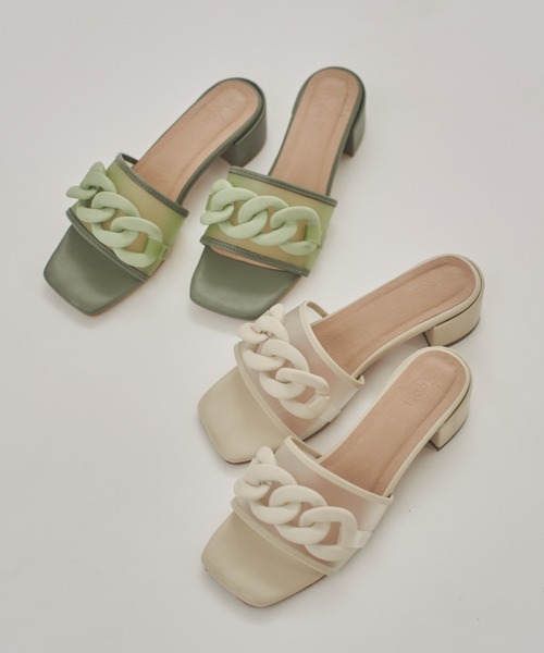 idem（イデム）の「skeleton chain sandals/チェーンサンダル【サイズ展開あり】（サンダル・レディース・グリーン/ベージュ・SMALL/MEDIUM/LARGE）」の3枚目の写真