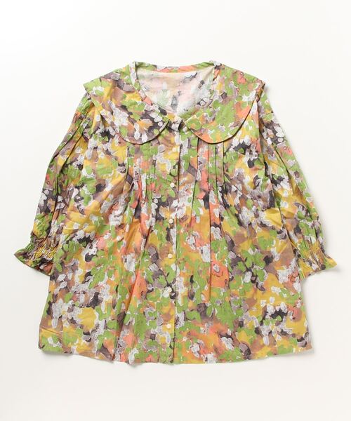 sandy（サンディー）の「sandy/花柄プリントフラットカラーピンタックブラウス（シャツ/ブラウス・レディース・ピンク/イエロー/ブルー/ライトグリーン・FREE）」の2枚目の写真