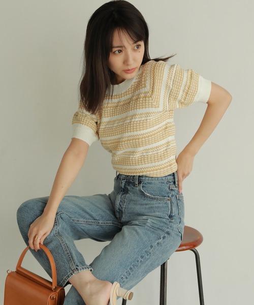 N WITH.（エヌウィズ）の「ミックスニット（ニット/セーター・レディース・イエロー/ホワイト・FREE）」の8枚目の写真