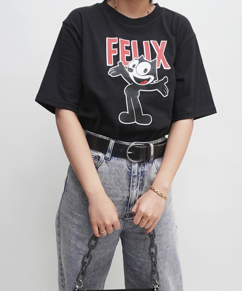 E.M.A.N.O.N(エマノン)の「【E.M.A.N.O.N】FELIXスタンドプリントレギュラーTシャツ/ロゴTシャツ(Tシャツ/カットソー・レディース・オフホワイト/ブラック/スミクロ・FREE)」の7枚目の写真