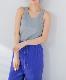 VICKY | 【華奢見えさせる】ストレッチリブタンクトップ《洗濯機で洗える》(タンクトップ)
