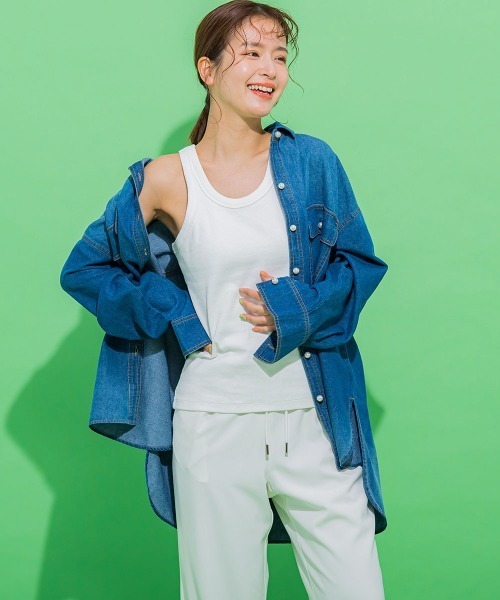 VICKY（ビッキー）の「【華奢見えさせる】ストレッチリブタンクトップ《洗濯機で洗える》（タンクトップ・レディース・オレンジ/ブルー/ホワイト/ブラック/グレー・M）」の11枚目の写真