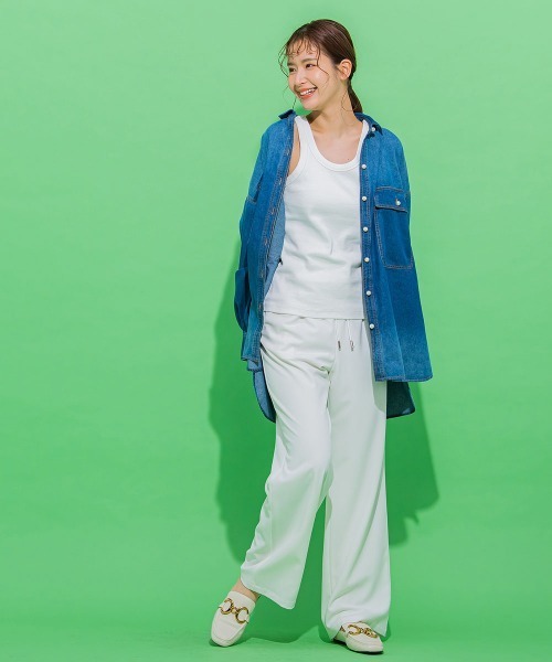 VICKY（ビッキー）の「【華奢見えさせる】ストレッチリブタンクトップ《洗濯機で洗える》（タンクトップ・レディース・オレンジ/ブルー/ホワイト/ブラック/グレー・M）」の15枚目の写真