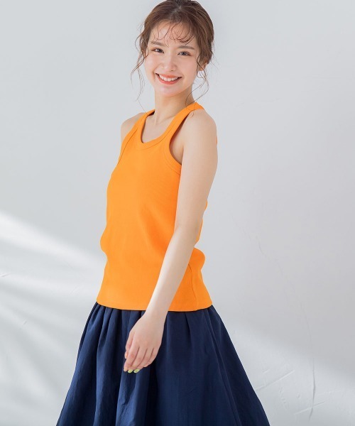 VICKY（ビッキー）の「【華奢見えさせる】ストレッチリブタンクトップ《洗濯機で洗える》（タンクトップ・レディース・オレンジ/ブルー/ホワイト/ブラック/グレー・M）」の21枚目の写真