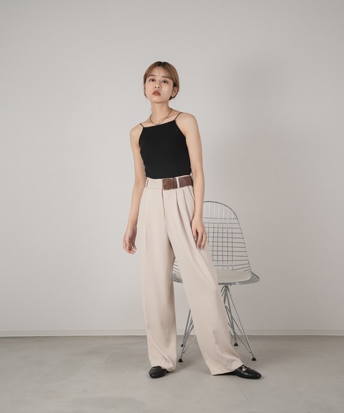 Amiur（エミレ）の「cut rib cup camisole（キャミソール・レディース・ブラック/ベージュ/アイボリー・FREE）」の21枚目の写真