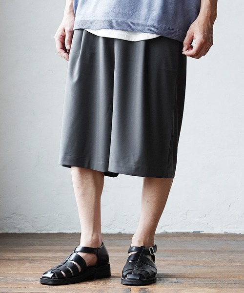 MinoriTY】極太ワイドハーフパンツ ショートパンツ ショーツ 膝下