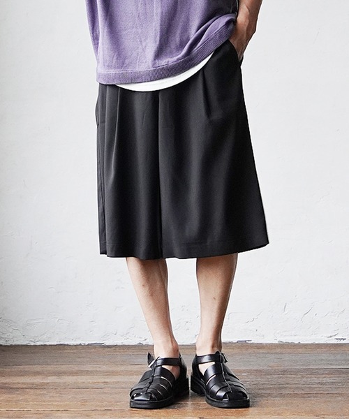 MinoriTY】極太ワイドハーフパンツ ショートパンツ ショーツ 膝下