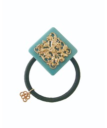 petit bonbon paris（プティボンボンパリス）の「vintage motif hair elastic　blue green（ヘアゴム）」