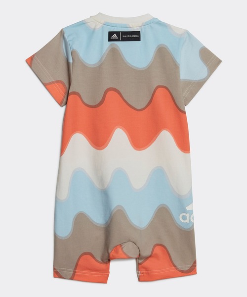 adidas（アディダス）の「マリメッコ 総柄プリント コットンボディスーツ / ロンパース / アディダス adidas（ロンパース・キッズ・ホワイト×ブルー/ホワイト×ブラウン・60/70/80/90）」の3枚目の写真