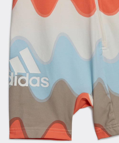 adidas（アディダス）の「マリメッコ 総柄プリント コットンボディスーツ / ロンパース / アディダス adidas（ロンパース・キッズ・ホワイト×ブルー/ホワイト×ブラウン・60/70/80/90）」の4枚目の写真