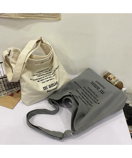 Revo.（レボ）の「ロゴプリント キャンバス 2WAY ショルダーバッグ/ハンドバッグ（ショルダーバッグ・レディース・グレー/ブラック/アイボリー/ネイビー/ワイン・FREE）」の9枚目の写真