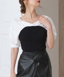 ニットドッキングバックレースアップブラウス