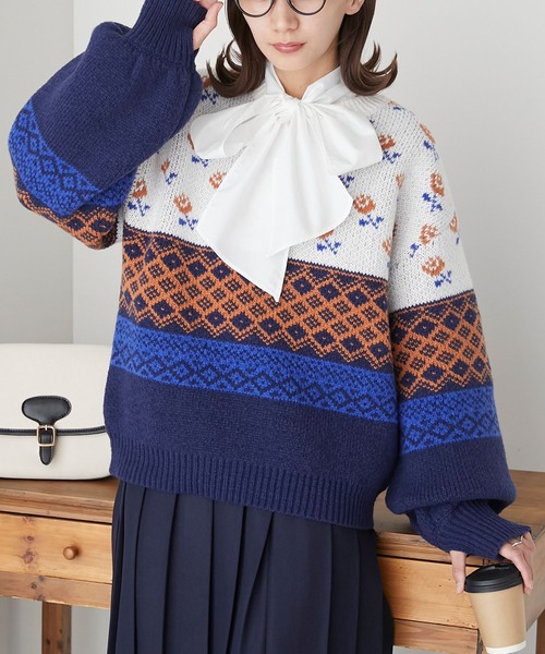 BONLECILL（ボンルシール）の「レトロジャガードニットプルオーバー