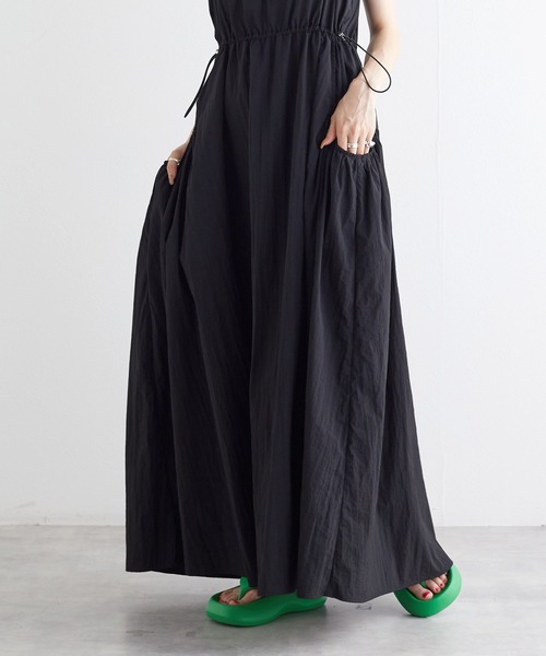 w closet（ダブルクローゼット）の「【前後2WAY】ビッグギャザーポケットキャミワンピース（ワンピース・レディース・ブラック/キナリ/ダークオレンジ・FREE）」の15枚目の写真